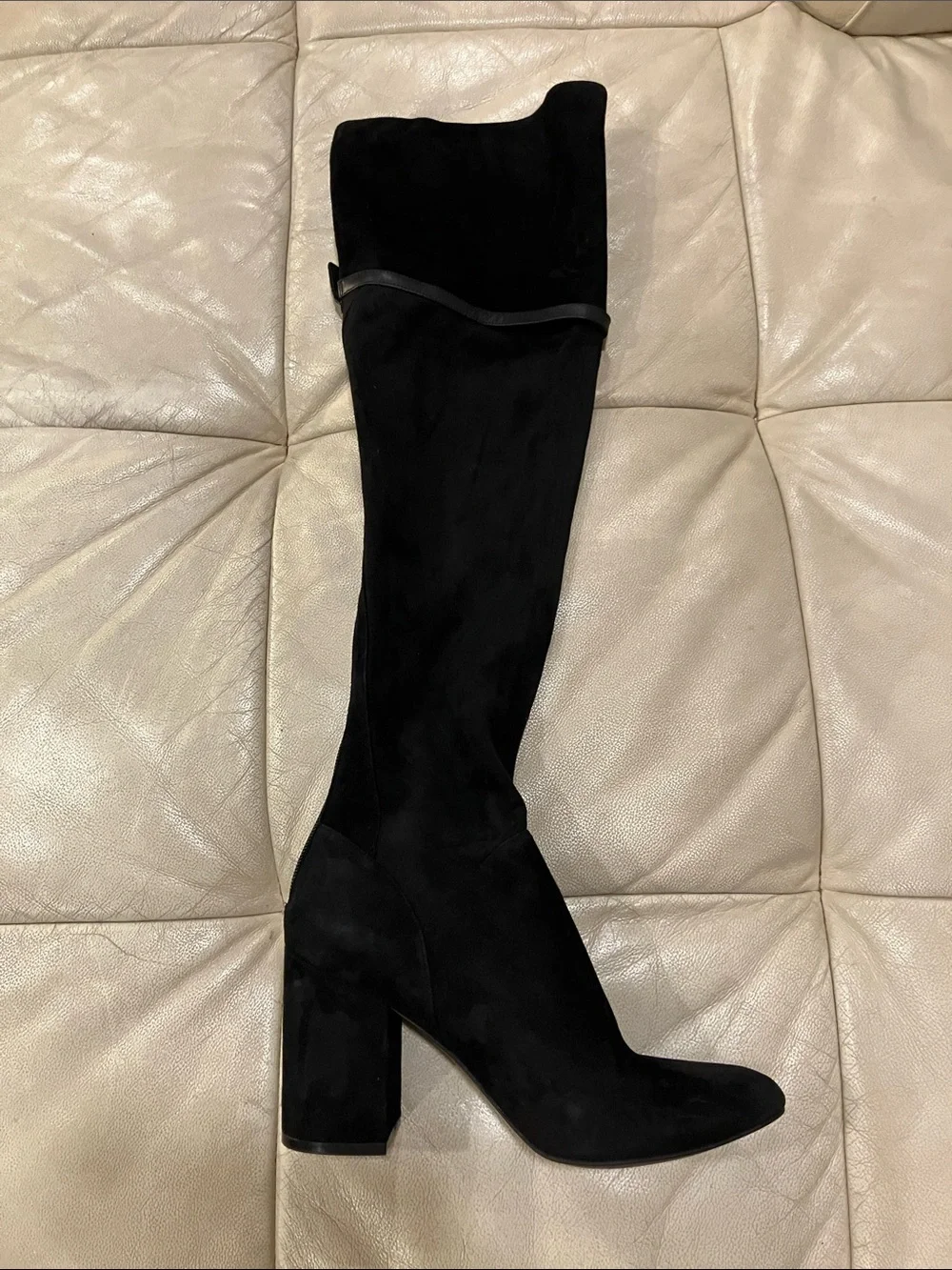 Cole Haan Black Over-the-Knee Suede Block Heel Boots